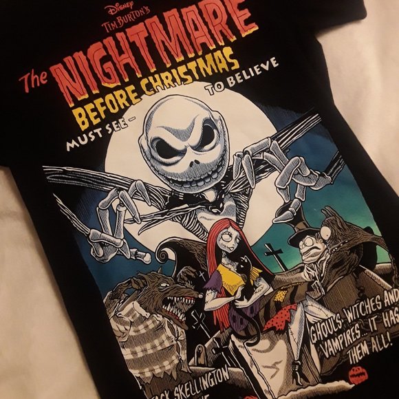 Disney's The Nightmare Before Christmas Vintage Movie Poster Graphic T Shirt - Picture 2 of 4